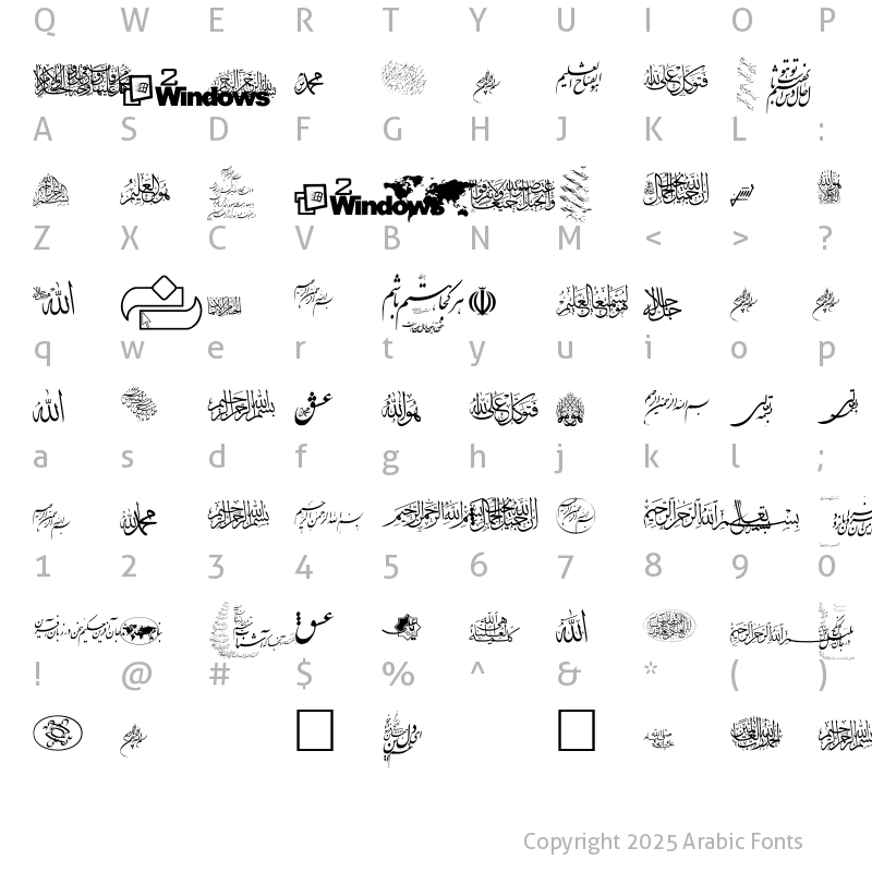 Character Map of 110_Besmellah Normal