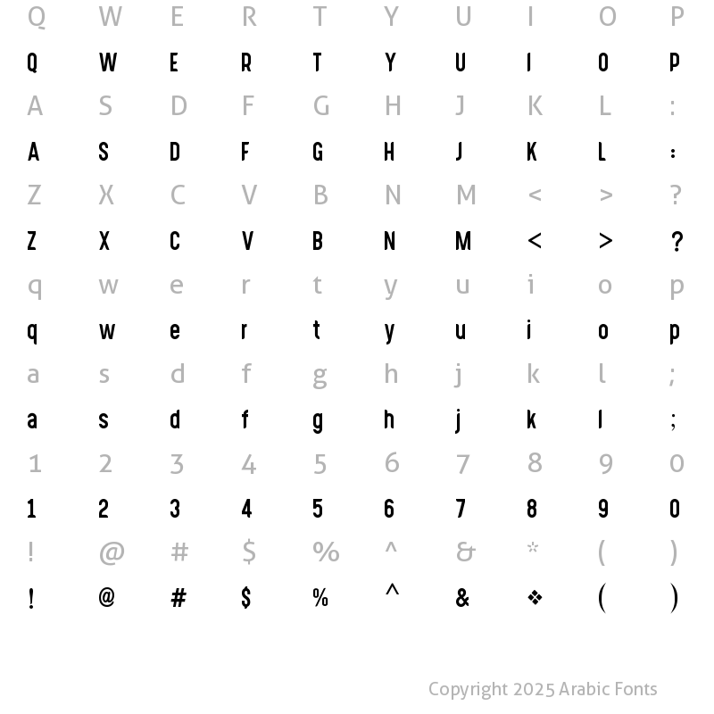 Character Map of 18 Khebrat Musamim Bold