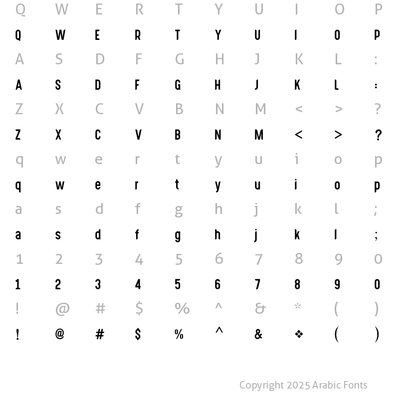 Character Map of 18 Khebrat Musamim Regular