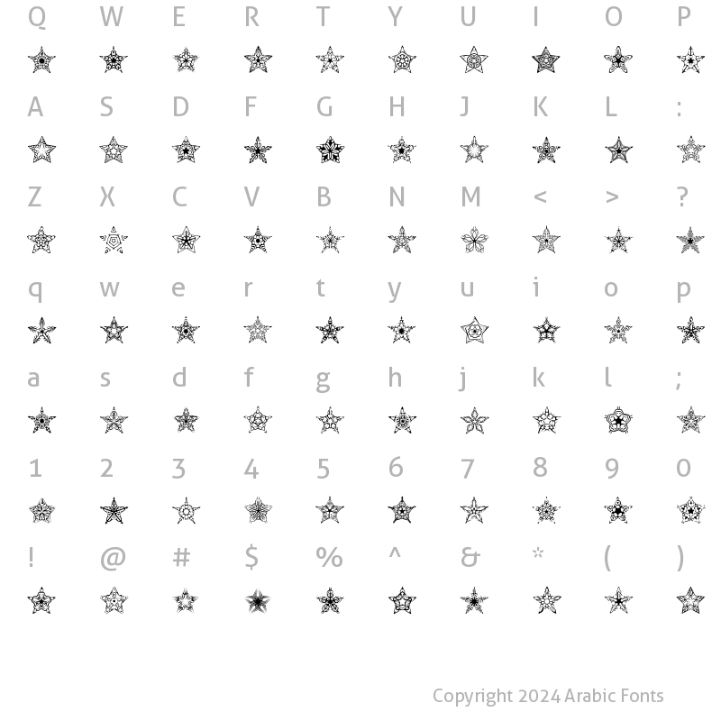Character Map of 90 Stars BRK Normal