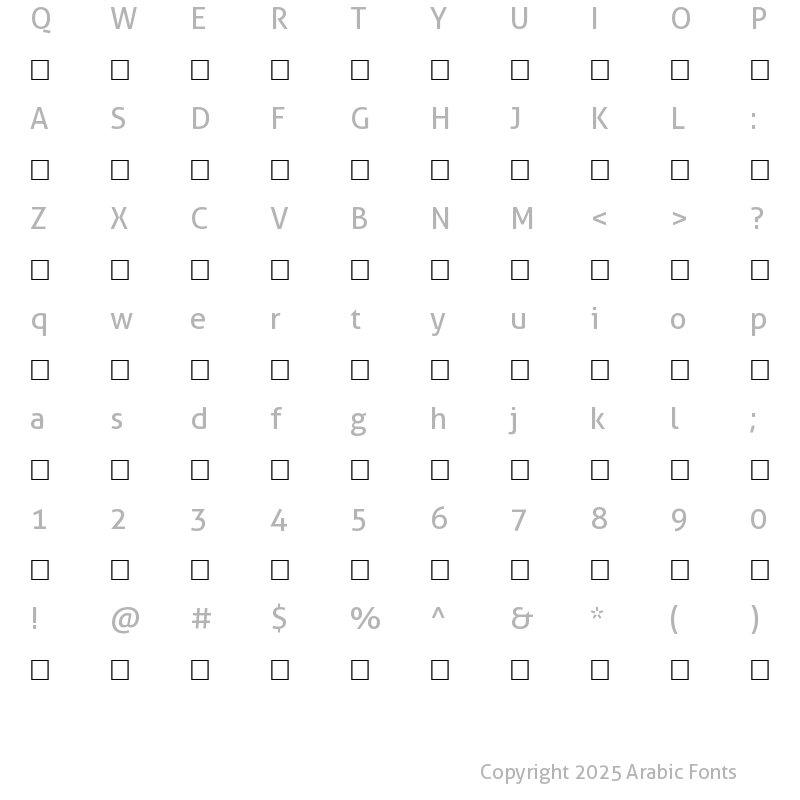 Character Map of AF_Taif Normal Normal