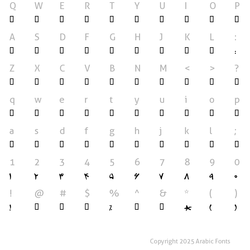 Character Map of Afsaneh Font Regular