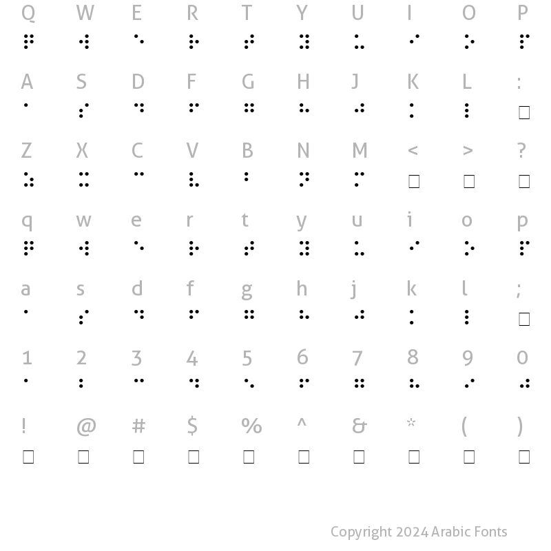 Character Map of Braille Regular