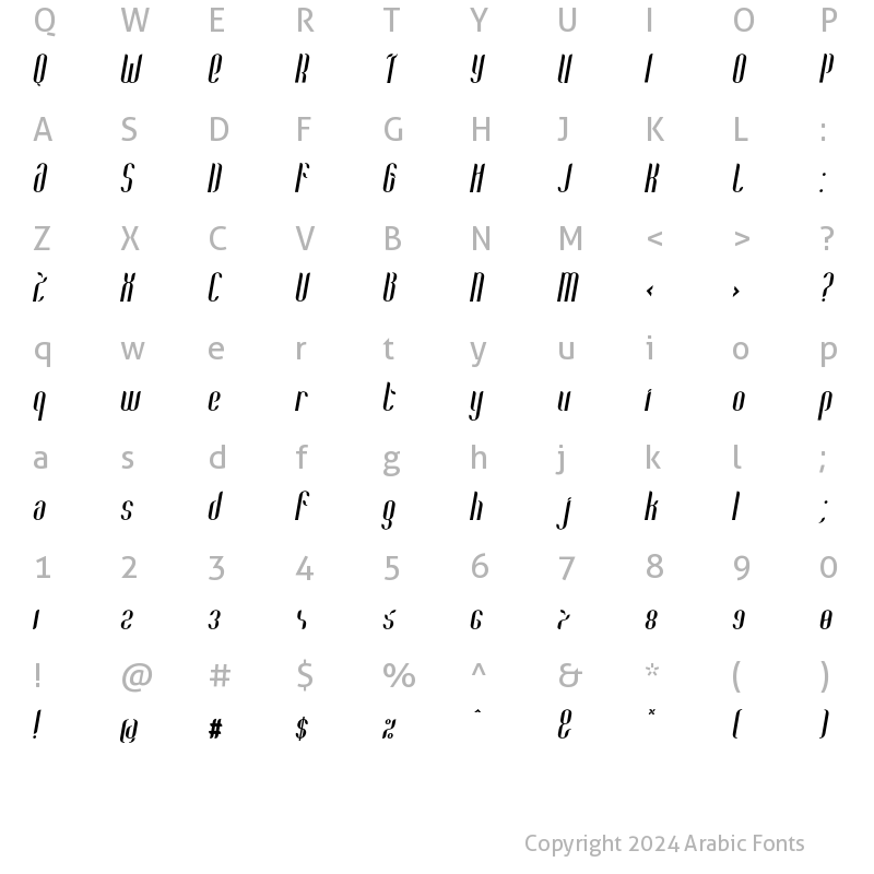 Character Map of Coco Bold Italic