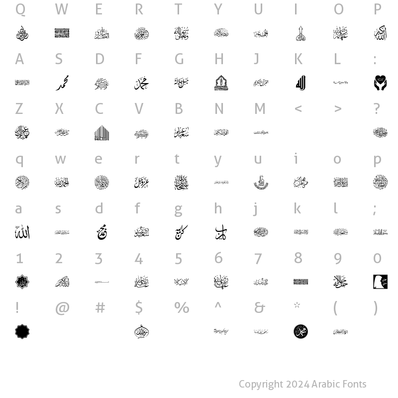 Character Map of font islamic arabic 2018 el-harrak.blogspot.com : darrati10@gmail.com