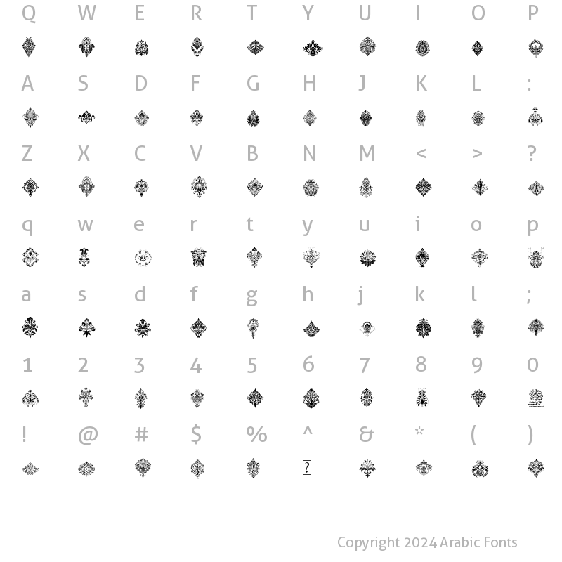 Character Map of fotograami Calligraphy Regular