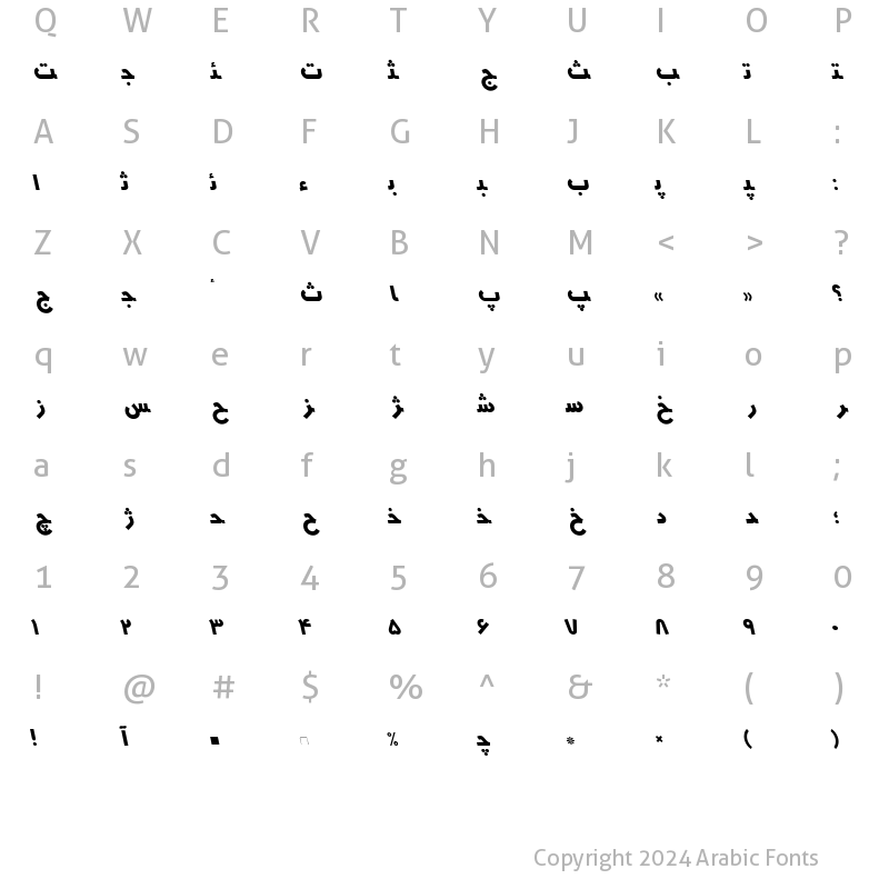 Character Map of HMSYekta Regular Italic