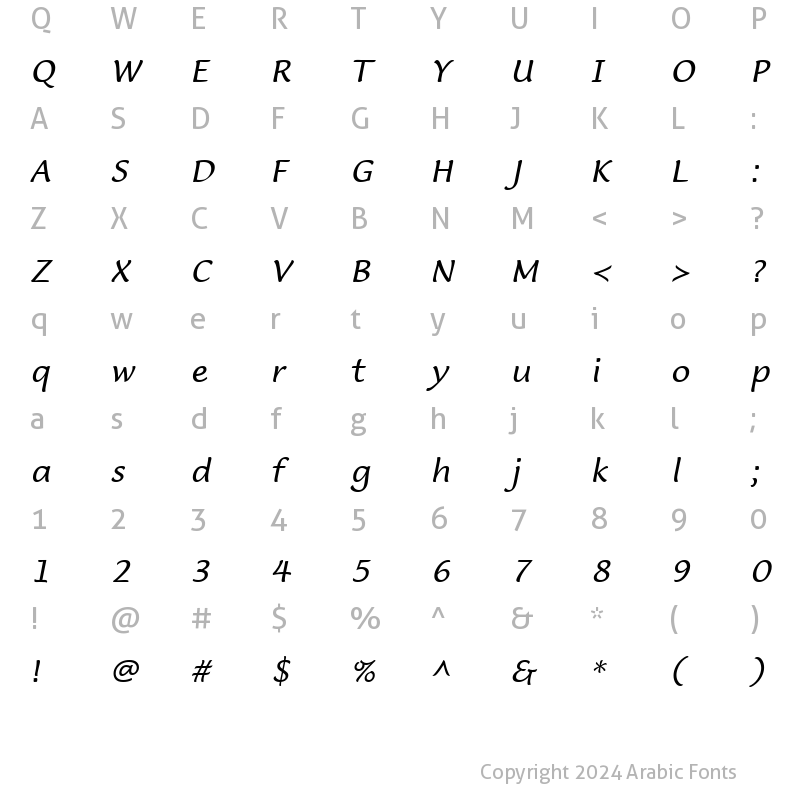 Character Map of Lucida Casual Italic