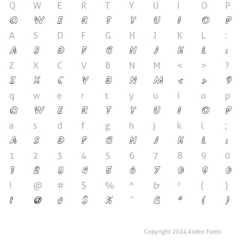 Character Map of PageClips Italic