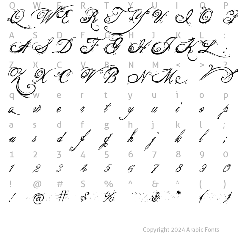 Character Map of the King & Queen font Regular