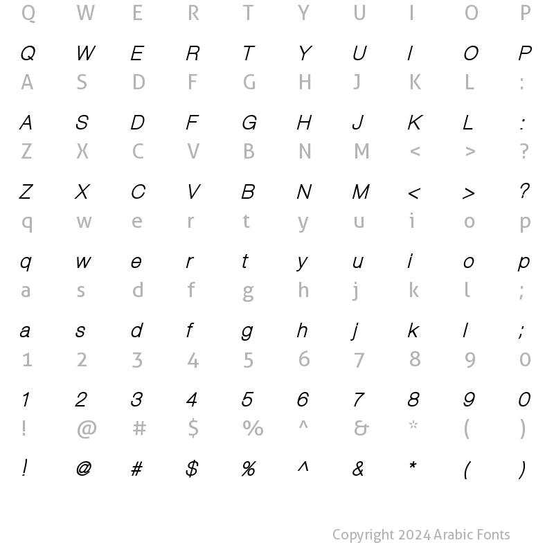 Character Map of XP Ziba Bold Italic