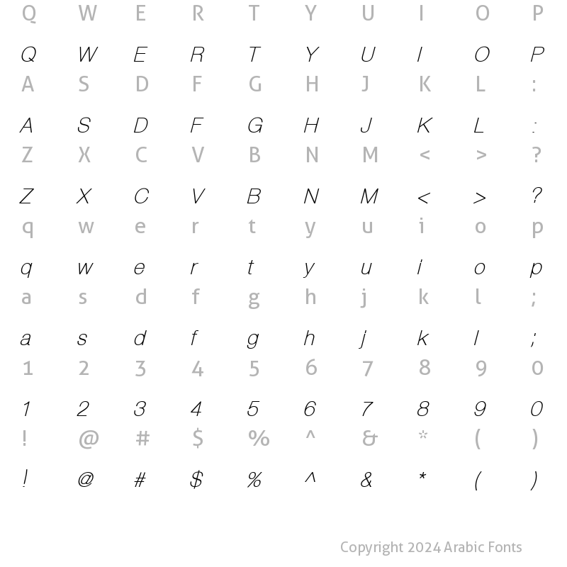 Character Map of XP Ziba Italic